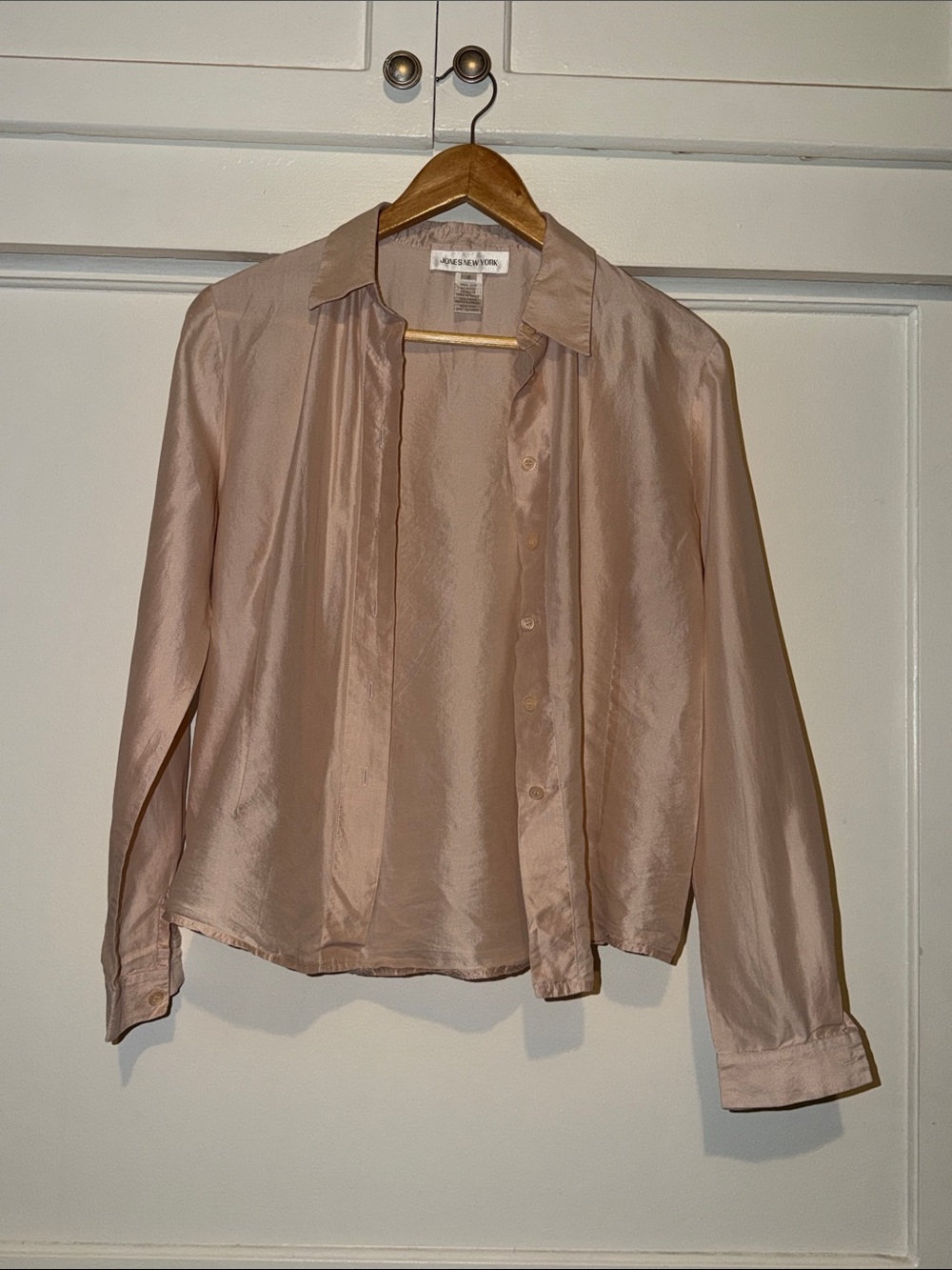 Lafayette 148 New York Dusty Blush Satin Button-Down Shirt 100% linen
